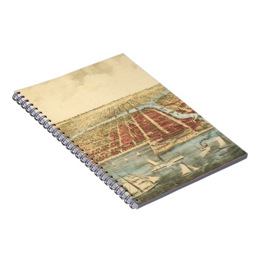 Antiek kaart van Chicago, LaSalle Street en River Notitieboek (Rechterzijde)