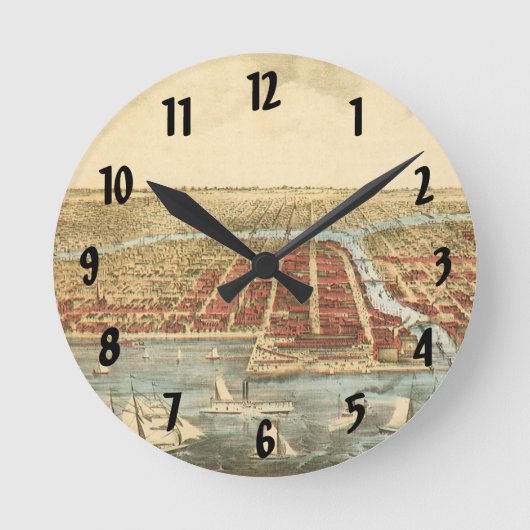 Antiek kaart van Chicago, LaSalle Street en River Ronde Klok (Voorkant)