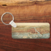 Antiek kaart van Chicago, LaSalle Street en River Sleutelhanger (Achterkant)