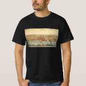 Antiek kaart van Chicago, LaSalle Street en River T-shirt (Voorkant)