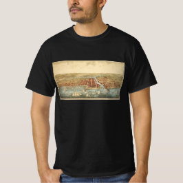 Antiek kaart van Chicago, LaSalle Street en River T-shirt