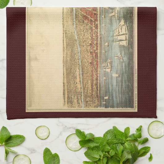 Antiek kaart van Chicago, LaSalle Street en River Theedoek (Gevouwen)