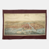 Antiek kaart van Chicago, LaSalle Street en River Theedoek (Horizontaal)