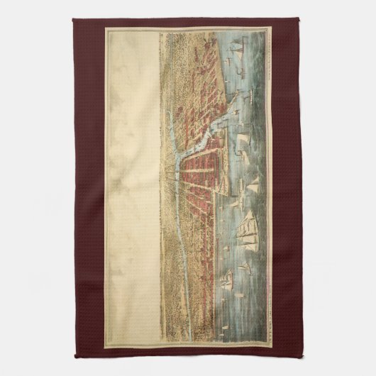 Antiek kaart van Chicago, LaSalle Street en River Theedoek (Verticaal)