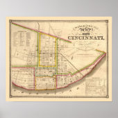 Antiek kaart van Cincinnati Ohio Poster (Voorkant)