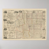 Antiek kaart van Columbus, Ohio & Franklin County Poster (Voorkant)