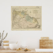 Antiek kaart van Curaçao, Bonaire, Aruba, Suriname Poster (Keuken)
