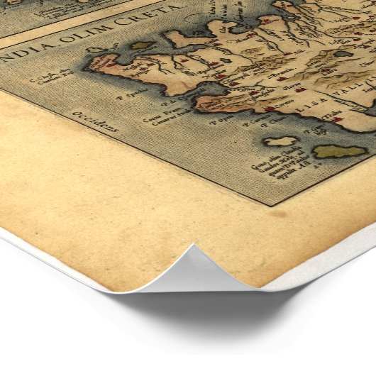 Antiek Kaart van Cyprus ORTELIUS ATLAS 1570 A.D. Poster (Hoek)