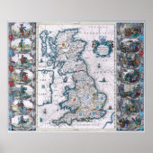 Antiek kaart van de 17e eeuw poster (Voorkant)