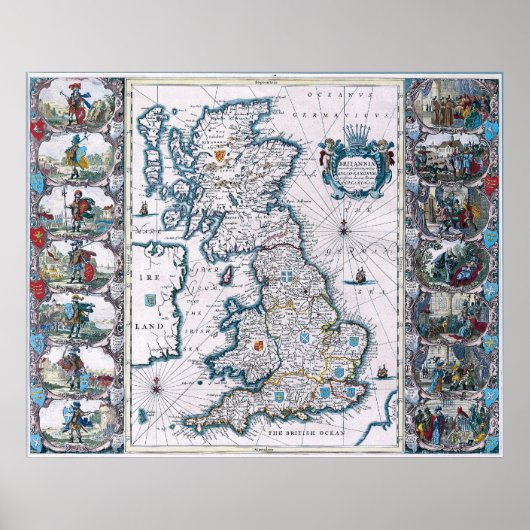 Antiek kaart van de 17e eeuw poster (Voorkant)