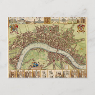 Antiek kaart van de 17e eeuw van Londen W. Hollar