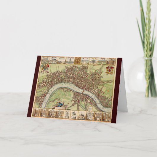 Antiek kaart van de 17e eeuw van Londen W. Hollar (Voorkant)