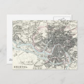 Antiek kaart van de 19e eeuw van Bristol England (Voorkant / Achterkant)