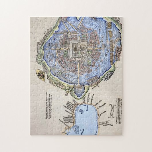 Antiek kaart van de Aztec Capital Tenochtitlan Legpuzzel (Verticaal)
