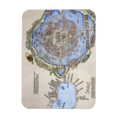 Antiek kaart van de Aztec Capital Tenochtitlan Magneet (Verticaal)