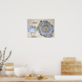 Antiek kaart van de Aztec Capital Tenochtitlan Poster (Keuken)