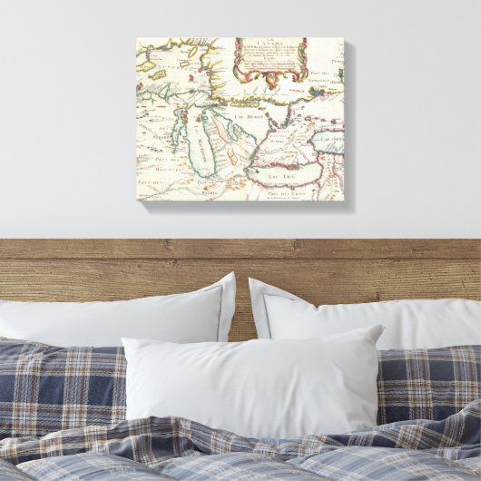 Antiek kaart van de Grote Meren Canvas Afdruk (Insitu (Slaapkamer))