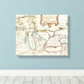 Antiek kaart van de Grote Meren Canvas Afdruk (Insitu (Houten vloer))