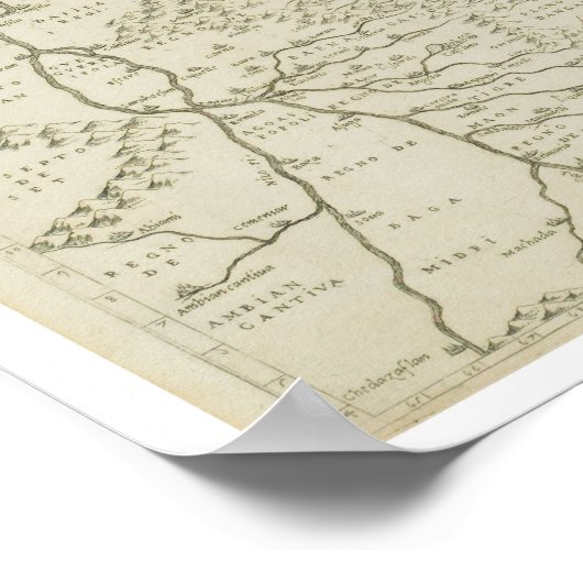 Antiek kaart van de Hoorn van Afrika Poster (Hoek)