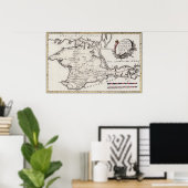 Antiek kaart van de Krim, het schiereiland van de  Poster (Thuiskantoor)