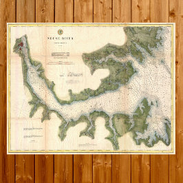 Antiek kaart van de Neuse River North Carolina Poster