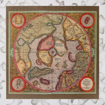 Antiek kaart van de Noordpool Kaart door Mercator