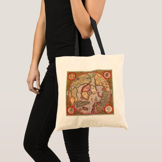 Antiek kaart van de Noordpool Kaart door Mercator Tote Bag (Voorkant (product))