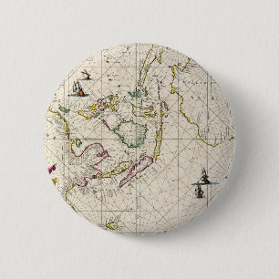 Antiek kaart van de Oost-Indische eilanden Ronde Button 5,7 Cm