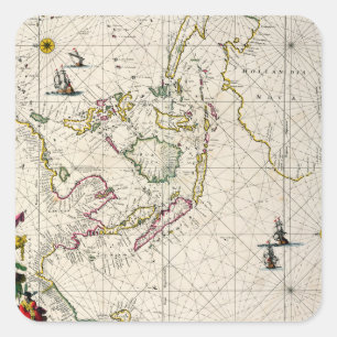 Antiek kaart van de Oost-Indische eilanden Vierkante Sticker