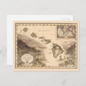 Antiek kaart van de Sandwich Isles Hawaii 1700s (Voorkant / Achterkant)