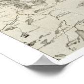 Antiek kaart van de Saranac-meren in New York Poster (Hoek)