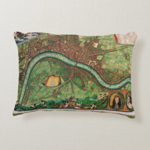 Antiek kaart van de straat Londen door Johannes de Accent Kussen