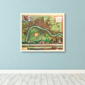 Antiek kaart van de straat Londen door Johannes de Canvas Afdruk (Insitu (Houten vloer))