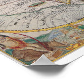 Antiek kaart van de wereld 1594 poster (Hoek)