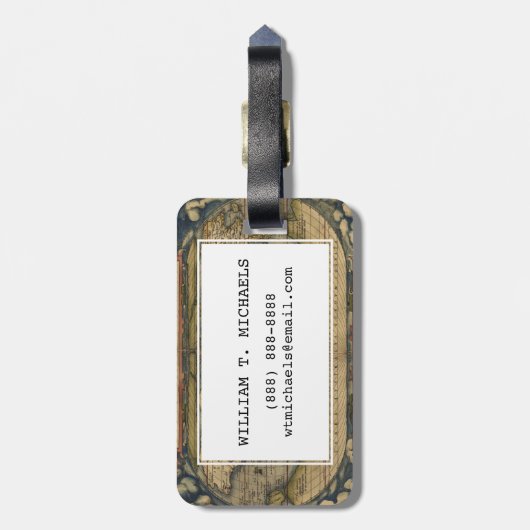 Antiek kaart van de wereld bagagelabel (Achterkant verticaal)