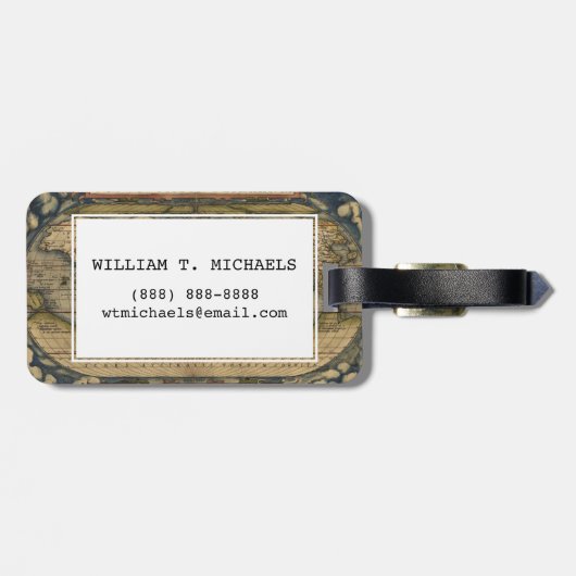 Antiek kaart van de wereld bagagelabel (Achterkant horizontaal)