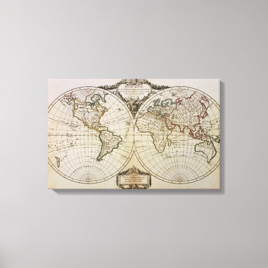 Antiek kaart van de wereld canvas afdruk (Voorkant)