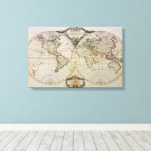 Antiek kaart van de wereld canvas afdruk (Insitu (Houten vloer))