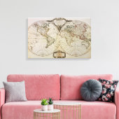 Antiek kaart van de wereld canvas afdruk (Insitu (Woonkamer))