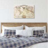 Antiek kaart van de wereld canvas afdruk (Insitu (Slaapkamer))