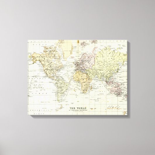 Antiek kaart van de wereld canvas afdruk (Voorkant)