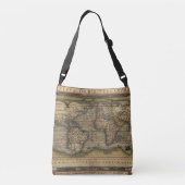 Antiek kaart van de wereld crossbody tas (Achterkant)
