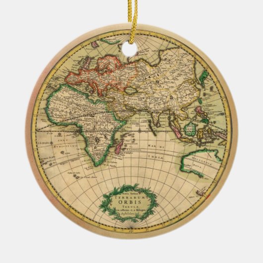 Antiek kaart van de wereld keramisch ornament (Voorkant)