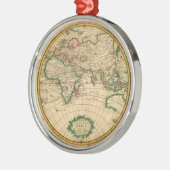 Antiek kaart van de wereld metalen ornament (Links)