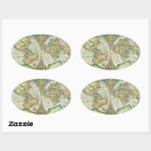 Antiek kaart van de wereld ovale sticker (Vel)