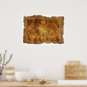 Antiek kaart van de wereld poster (Keuken)