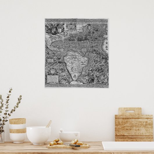 Antiek kaart van de wereld poster (Keuken)