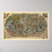 Antiek kaart van de wereld sinds 1565 poster (Voorkant)