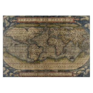 Antiek kaart van de wereld snijplank