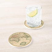 Antiek kaart van de wereld zandsteen onderzetter (Zijkant)